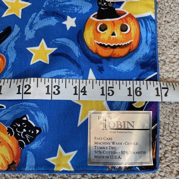 Vintage 6 Tobin Halloween Cloth Dinner Napkins Bewitched Witch Pumpkins 17x17" - Picture 5 of 7